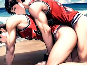 Schwule Basketballspieler Strand sex Animation Cartoon porno Hentai