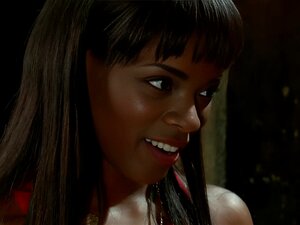 Hogtied Ebenholz in den Mund gefickt