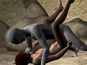 Sexy 3D cartoon roodharige wordt geneukt door een alien. Mondwaterende