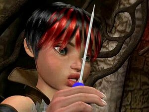 Sexig 3D-tecknad Lara Croft leker med sin våta fitta. Käftsmällande
