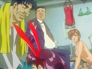 Geseilter Anime mit großen Titten wird von einem perversen Typen hart