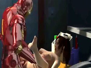 Foxy 3D Brünette wird hart von Iron Man1-high 2 gefickt