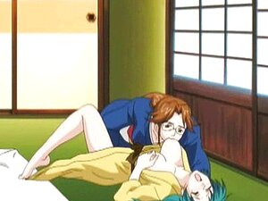 Hentai-Lesben tribben und spielen