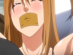 Geknebelte Hentai-Babe wird gangbangt