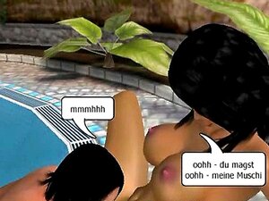 Gekke Duitse 3d cartoon babe en een knappe kerel